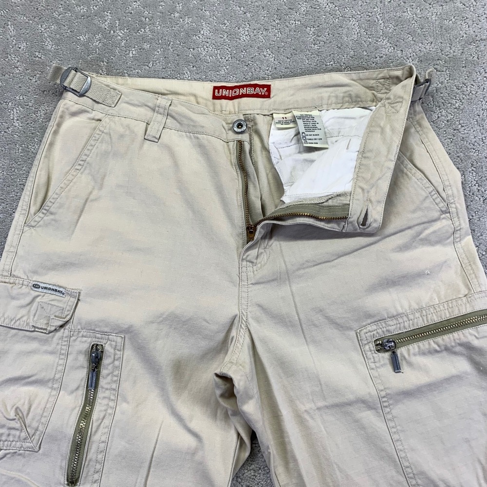 Vintage‎ Y2k UNIONBAY Cargo Pants Women Size 11 Beige Utility Adjustable Waist